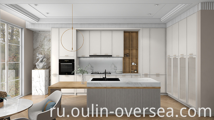 Luxury European design lacquer kitchen cabinets with island